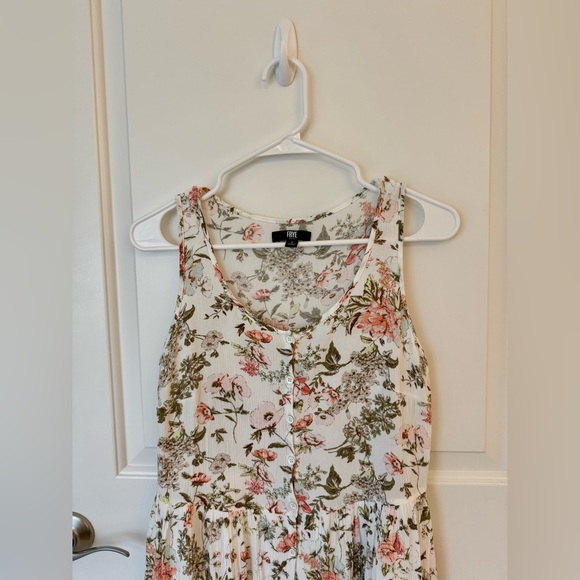 Frye White Floral Sleeveless Crinkle Button Up Midi Dress - Picture 5 of 9